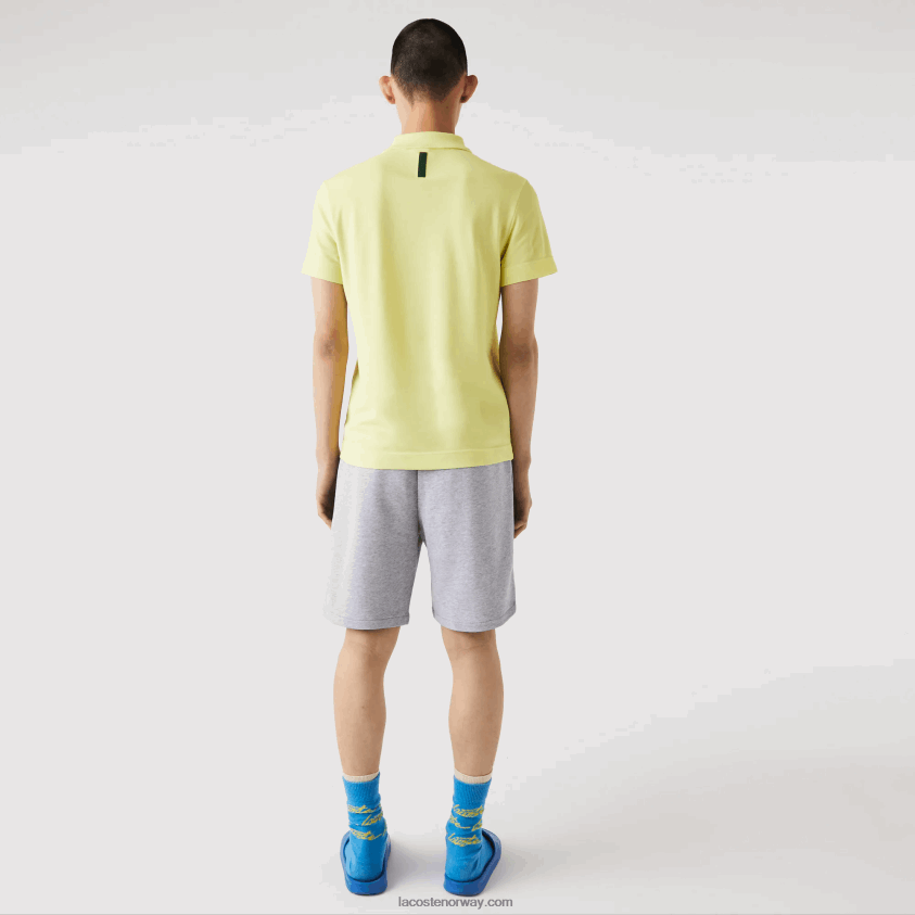 Lacoste oversized fleeceshorts i økologisk bomull med krokodilletrykk 4J4X0T1418 grå kine cca menn