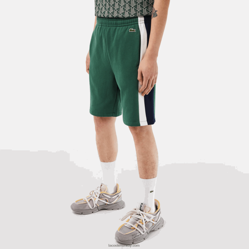 Lacoste shorts i børstet fleece 4J4X0T456 grønn marineblå hvit wn7 menn