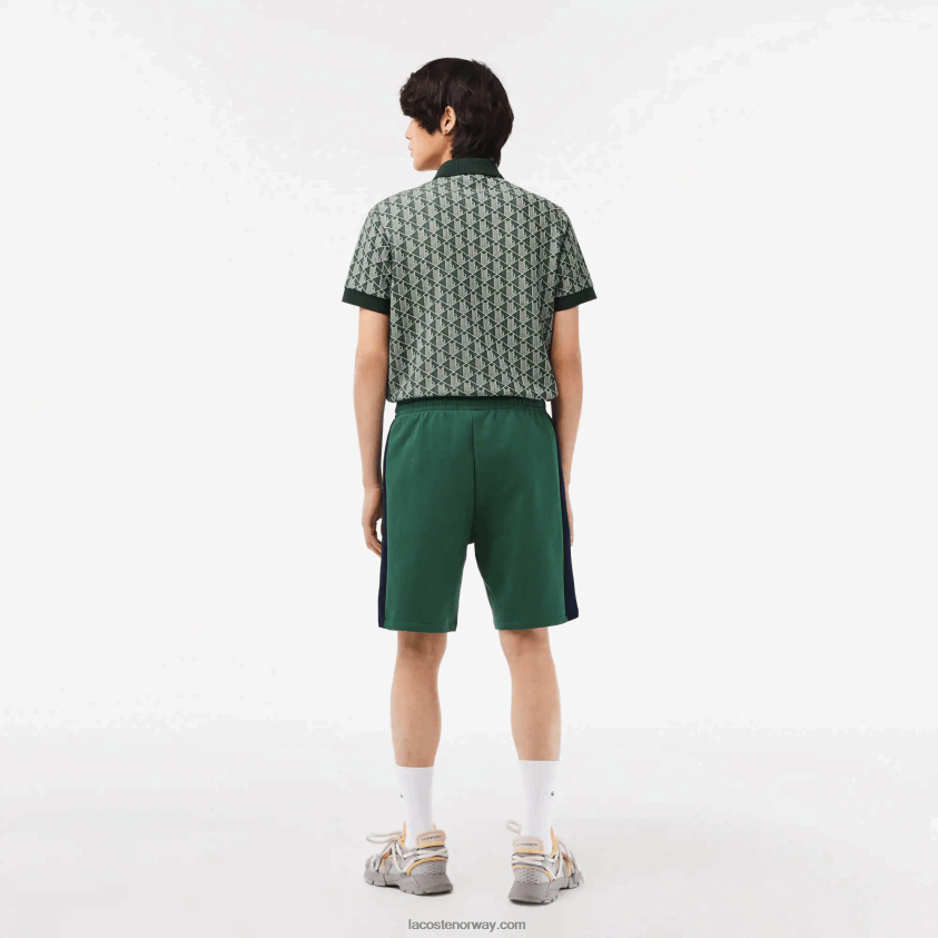 Lacoste shorts i børstet fleece 4J4X0T456 grønn marineblå hvit wn7 menn