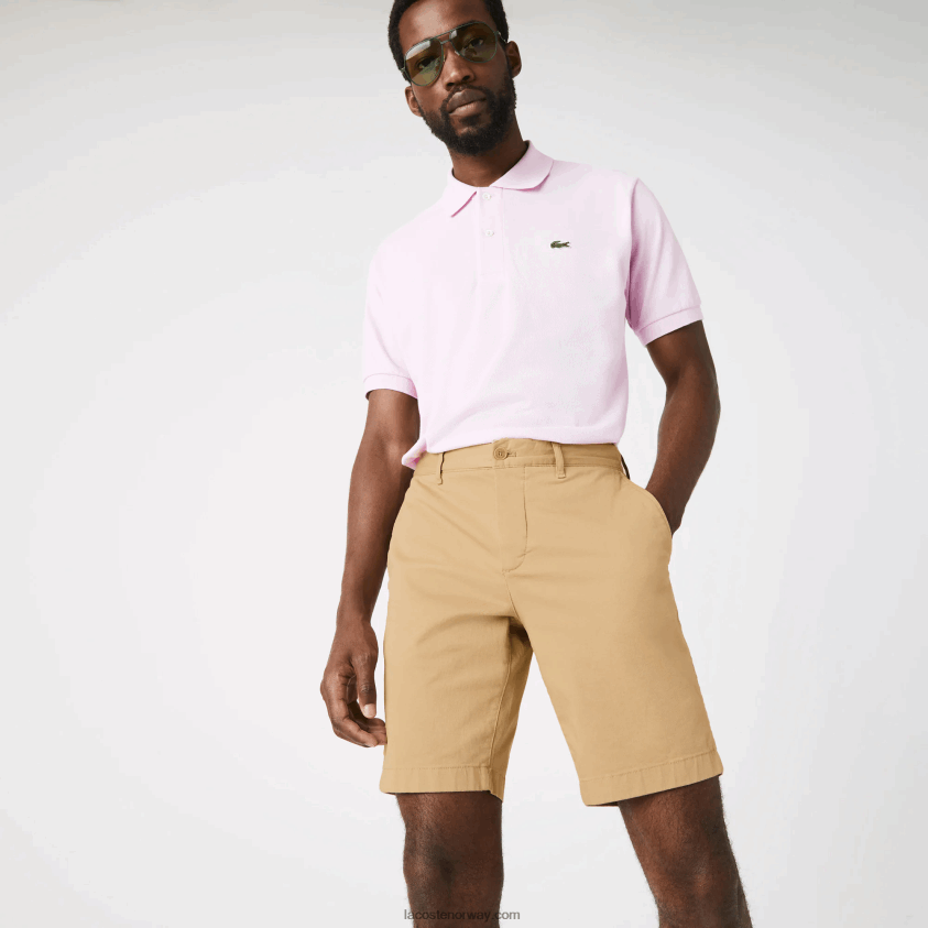 Lacoste slim fit stretch-bermudashorts i bomull 4J4X0T1529 beige 02s menn