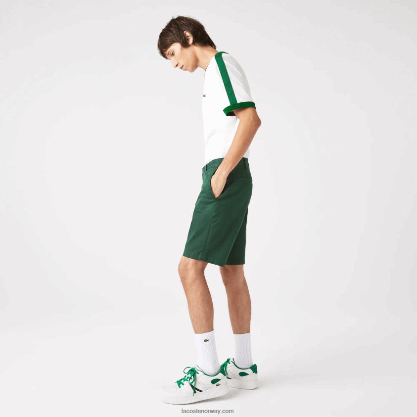 Lacoste slim fit stretch-bermudashorts i bomull 4J4X0T434 grønn 5hx menn