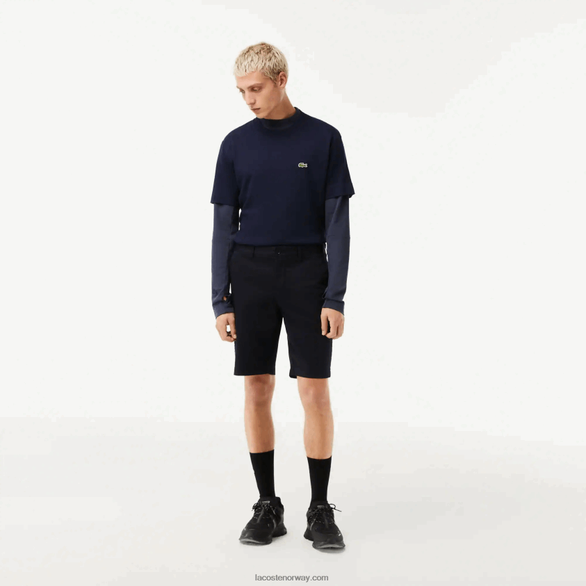Lacoste slim fit stretch-bermudashorts i bomull 4J4X0T454 marineblå hde menn