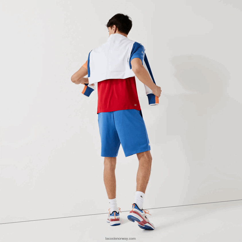 Lacoste sport jacquardshorts med elastisk midje i kontrast 4J4X0T1564 blå svart hvit x0b menn