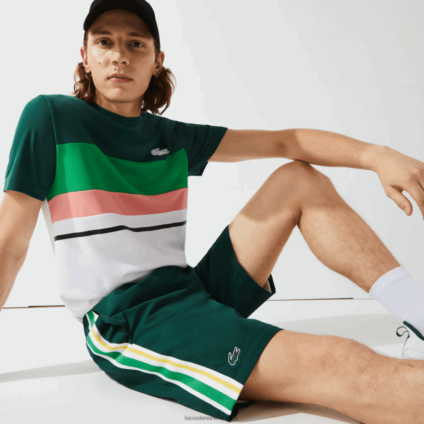 Lacoste sport kontrastbånd lettvekts shorts 4J4X0T1362 grønn gul hvit 117 menn