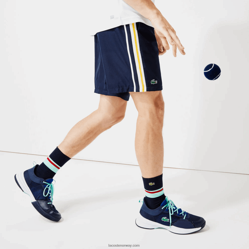 Lacoste sport kontrastbånd lettvekts shorts 4J4X0T1363 marineblå gul hvit apk menn