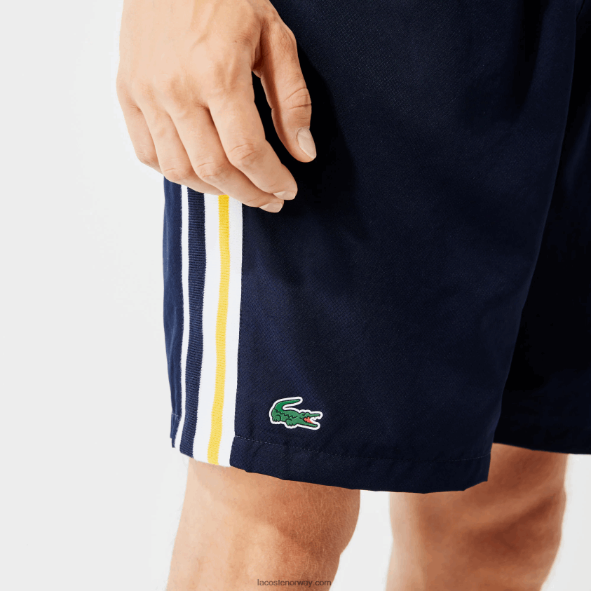 Lacoste sport kontrastbånd lettvekts shorts 4J4X0T1363 marineblå gul hvit apk menn
