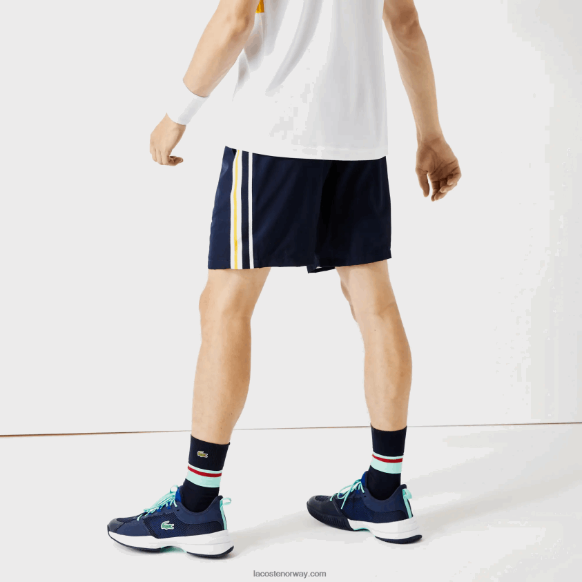 Lacoste sport kontrastbånd lettvekts shorts 4J4X0T1363 marineblå gul hvit apk menn