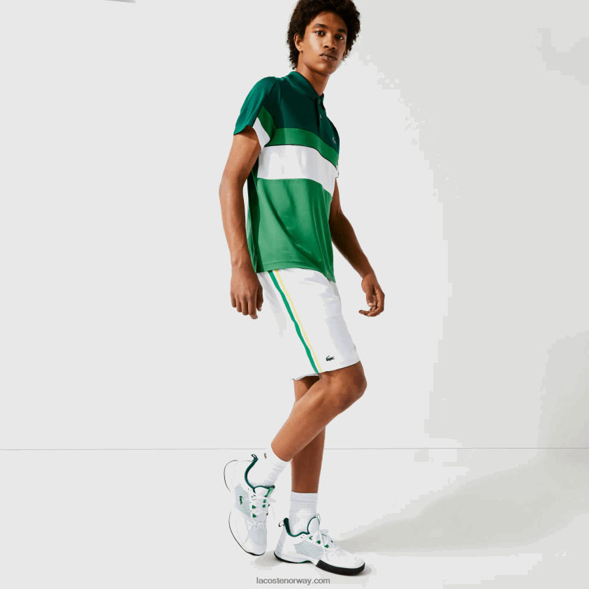 Lacoste sport kontrastbånd lettvekts shorts 4J4X0T1364 hvit grønn gul hvit b0t menn