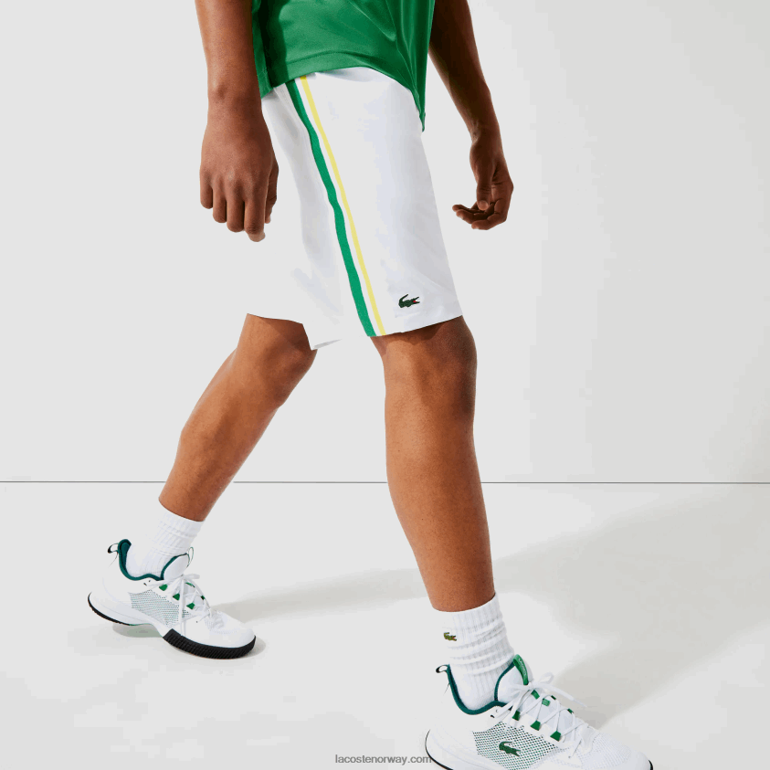 Lacoste sport kontrastbånd lettvekts shorts 4J4X0T1364 hvit grønn gul hvit b0t menn