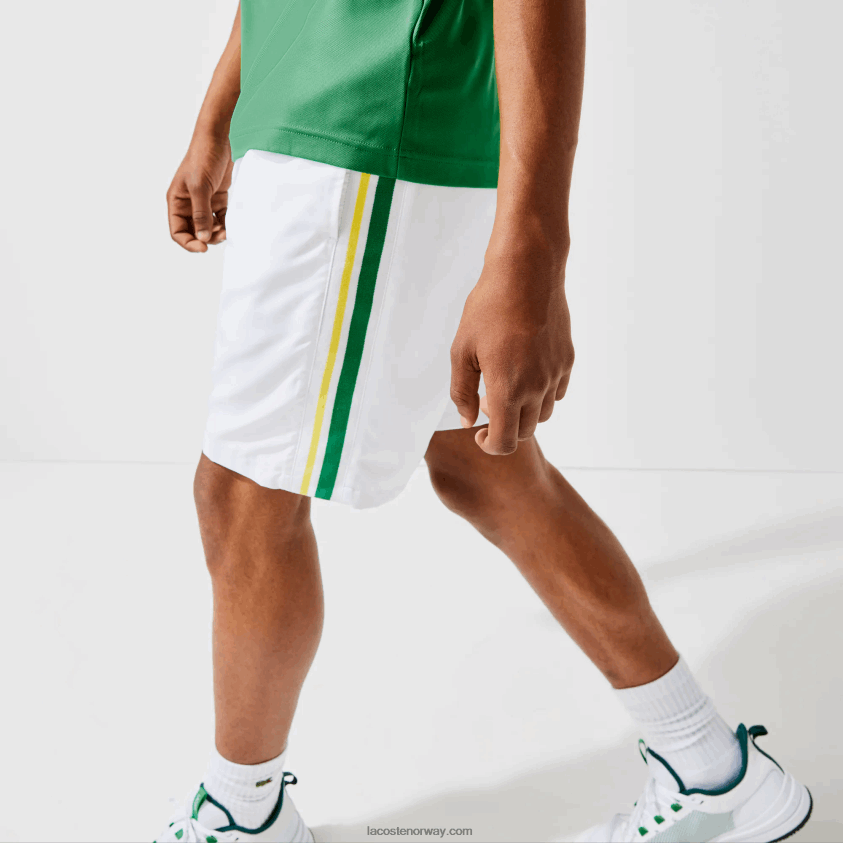 Lacoste sport kontrastbånd lettvekts shorts 4J4X0T1364 hvit grønn gul hvit b0t menn