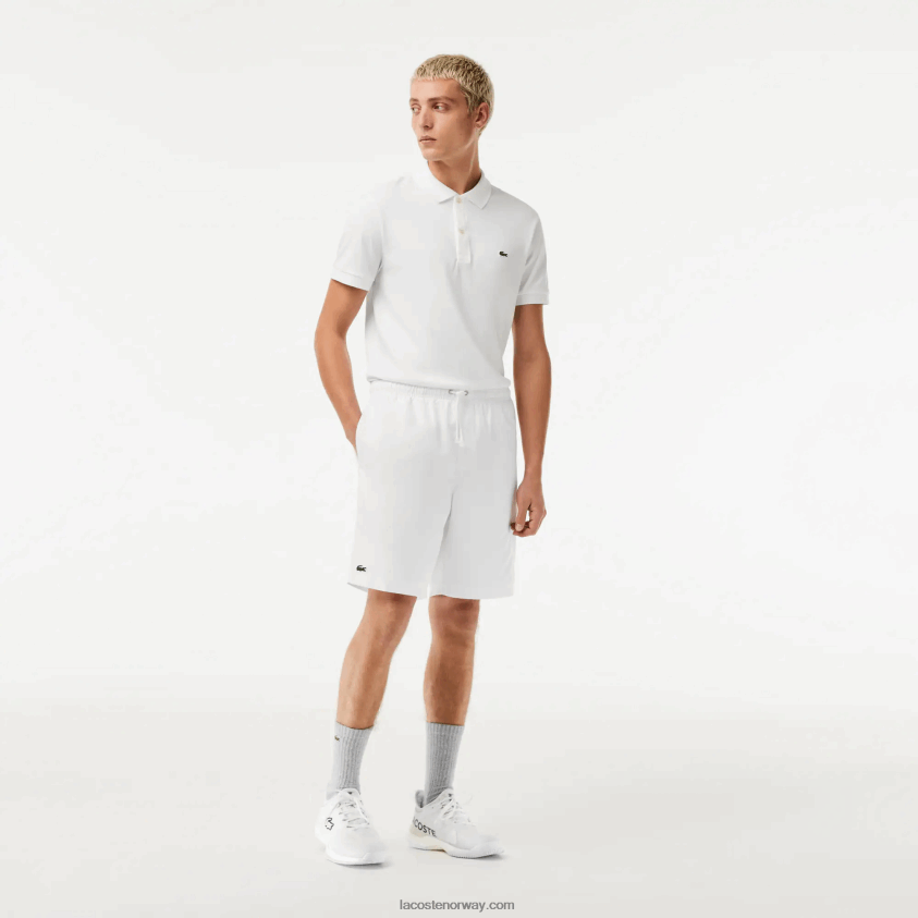 Lacoste sport tennis shorts med solid diamantvevdhet 4J4X0T1442 hvit 001 menn