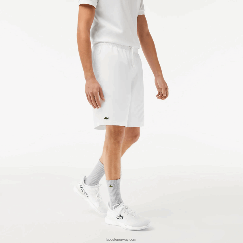 Lacoste sport tennis shorts med solid diamantvevdhet 4J4X0T1442 hvit 001 menn