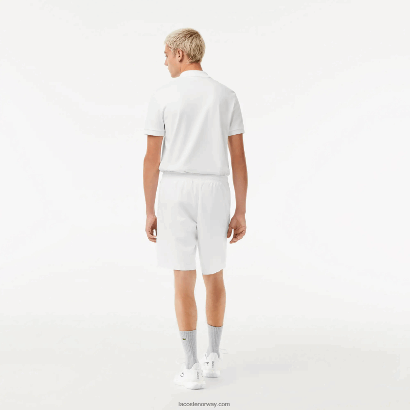 Lacoste sport tennis shorts med solid diamantvevdhet 4J4X0T1442 hvit 001 menn