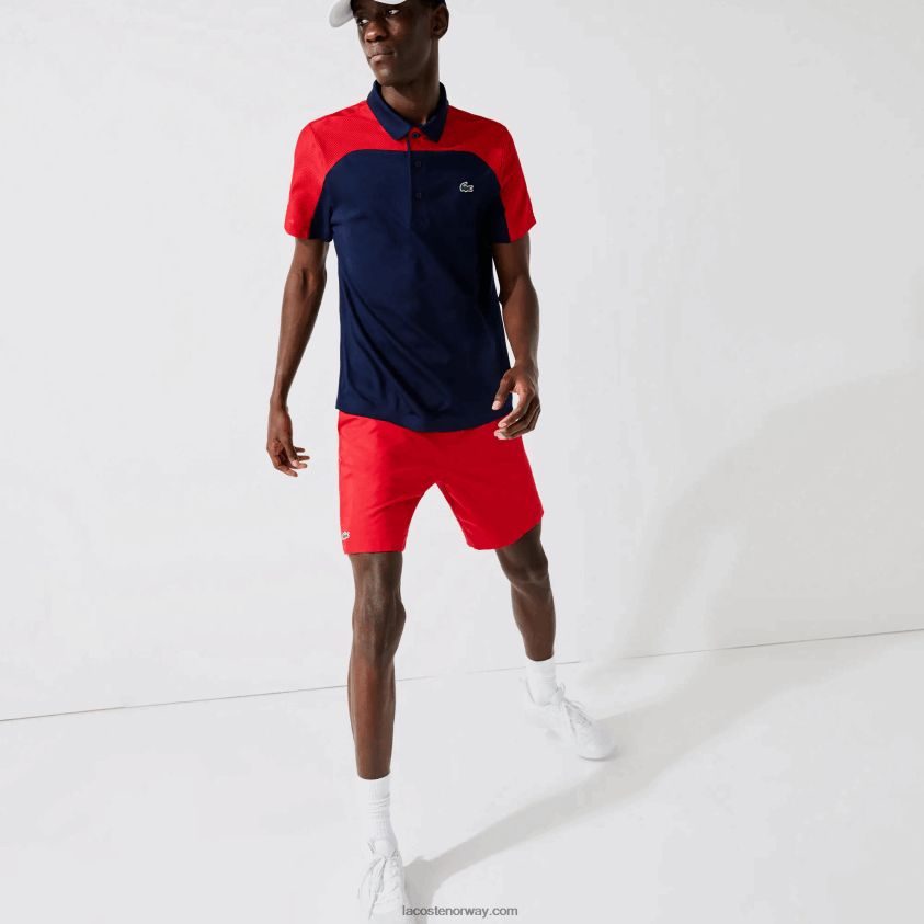 Lacoste sport tennis shorts med solid diamantvevdhet 4J4X0T1444 rød 029 menn