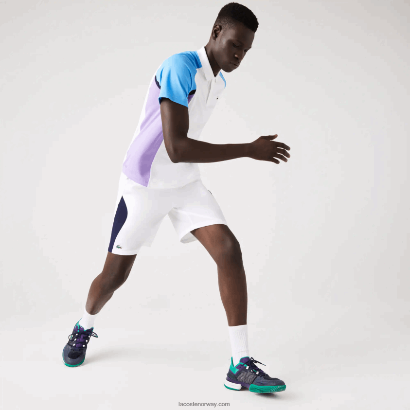 Lacoste sport tennisshorts med normal passform og sømløs 4J4X0T1330 hvit marineblå 522 menn