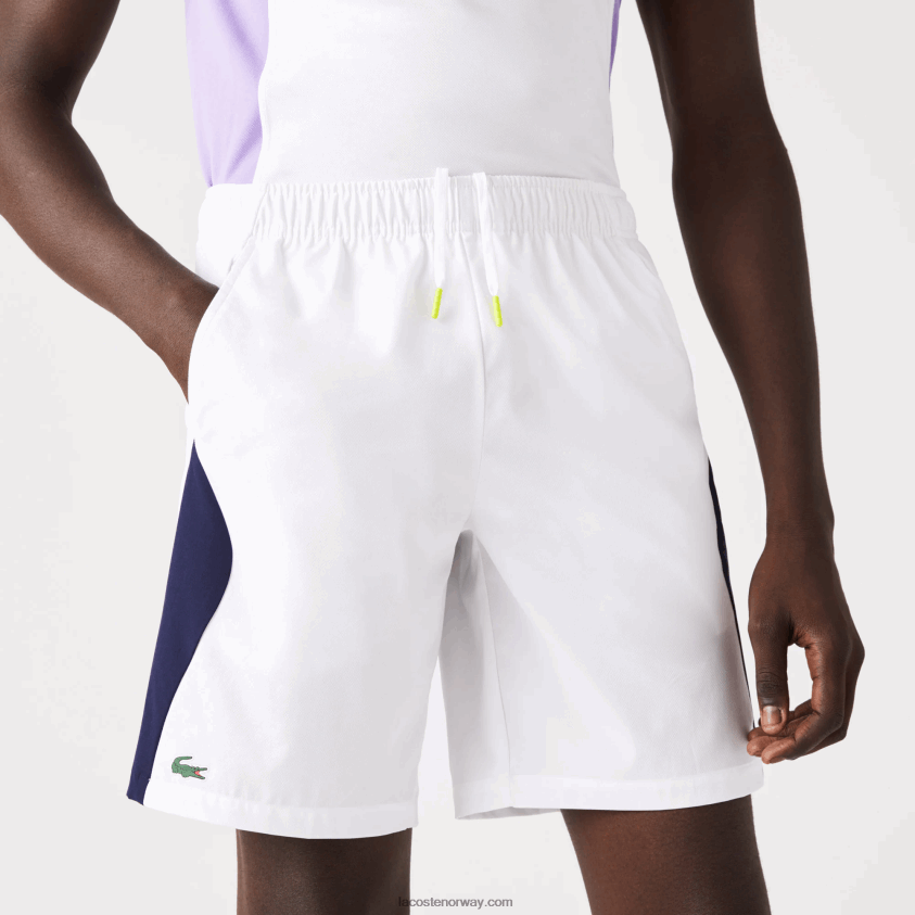 Lacoste sport tennisshorts med normal passform og sømløs 4J4X0T1330 hvit marineblå 522 menn