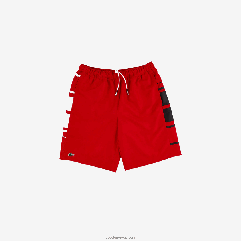 Lacoste sportsstripete shorts 4J4X0T1633 rød hvit svart cmy menn