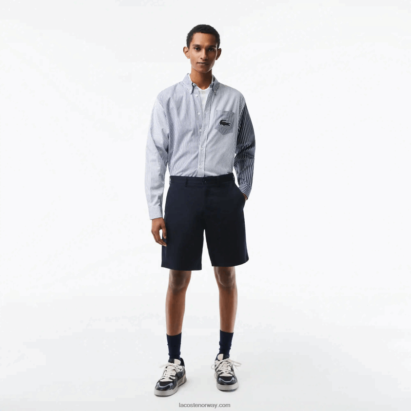 Lacoste stretch-bermudashorts i økologisk bomull med normal passform 4J4X0T436 marineblå hde menn