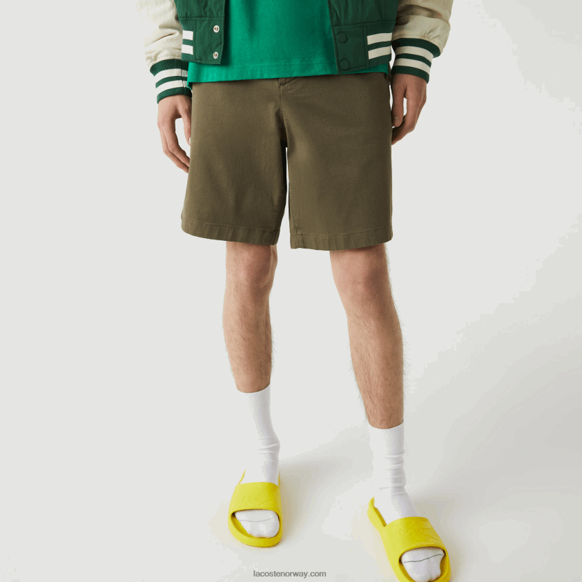 Lacoste stretch-bermudashorts i økologisk bomull med normal passform 4J4X0T437 kakigrønn 316 menn
