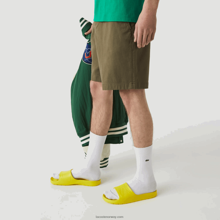 Lacoste stretch-bermudashorts i økologisk bomull med normal passform 4J4X0T437 kakigrønn 316 menn