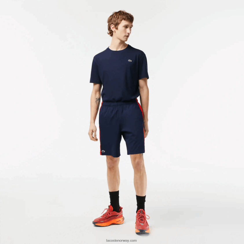 Lacoste tennisshorts av resirkulert polyester 4J4X0T426 marineblå rød oransje xii menn