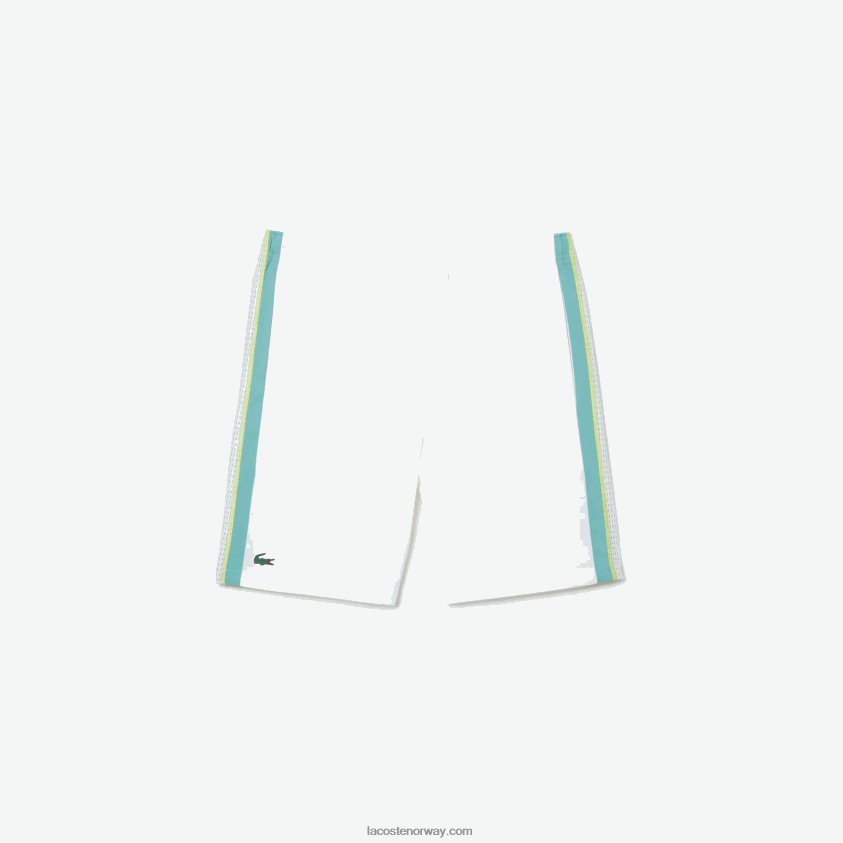 Lacoste tennisshorts av resirkulert polyester 4J4X0T427 hvit grønn gul bh3 menn