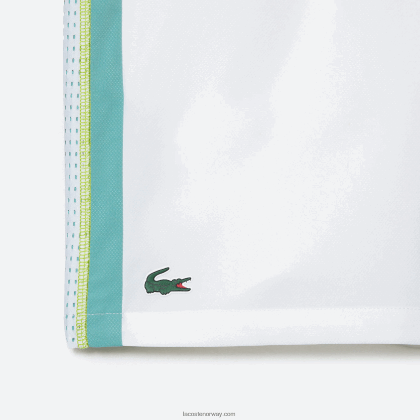 Lacoste tennisshorts av resirkulert polyester 4J4X0T427 hvit grønn gul bh3 menn
