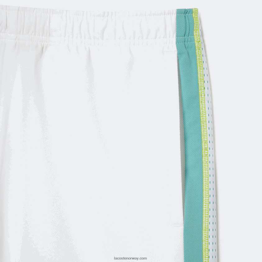 Lacoste tennisshorts av resirkulert polyester 4J4X0T427 hvit grønn gul bh3 menn