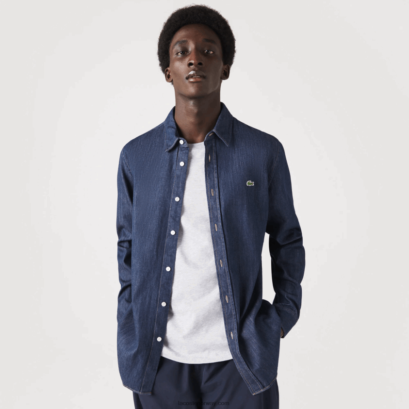 Lacoste Denimskjorte i organisk bomull med normal passform 4J4X0T1503 grå qjh menn