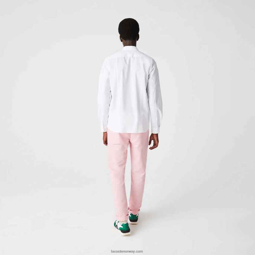 Lacoste Skjorte i poplin i slim fit, skjult stolpe og stretch 4J4X0T1648 hvit 001 menn