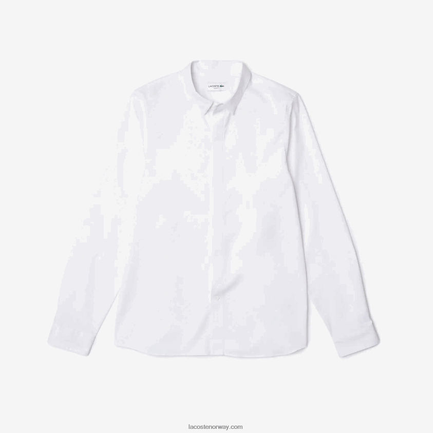 Lacoste Skjorte i poplin i slim fit, skjult stolpe og stretch 4J4X0T1648 hvit 001 menn