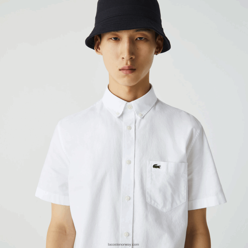 Lacoste bomullsskjorte med normal passform 4J4X0T450 hvit 001 menn