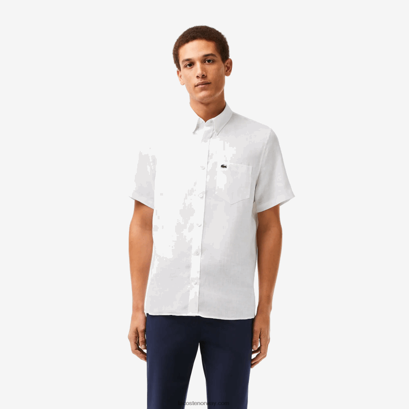 Lacoste kortermet linskjorte 4J4X0T490 hvit 001 menn