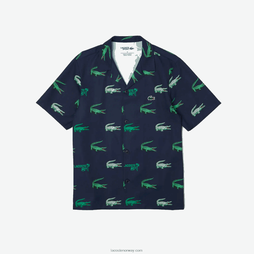 Lacoste kortermet skjorte med golftrykk 4J4X0T474 marineblå 166 menn