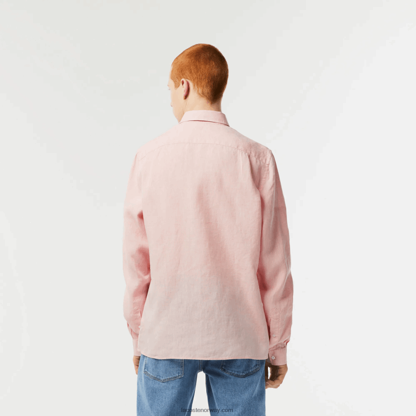 Lacoste linskjorte 4J4X0T470 lys rosa t03 menn