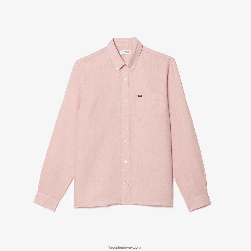 Lacoste linskjorte 4J4X0T470 lys rosa t03 menn