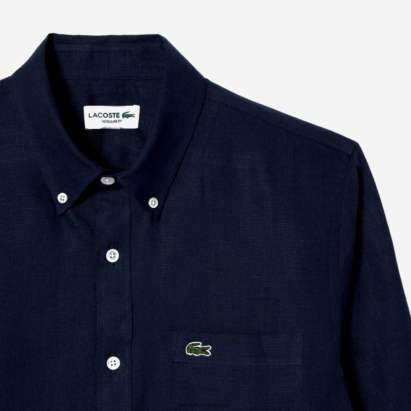 Lacoste linskjorte 4J4X0T497 marineblå 166 menn