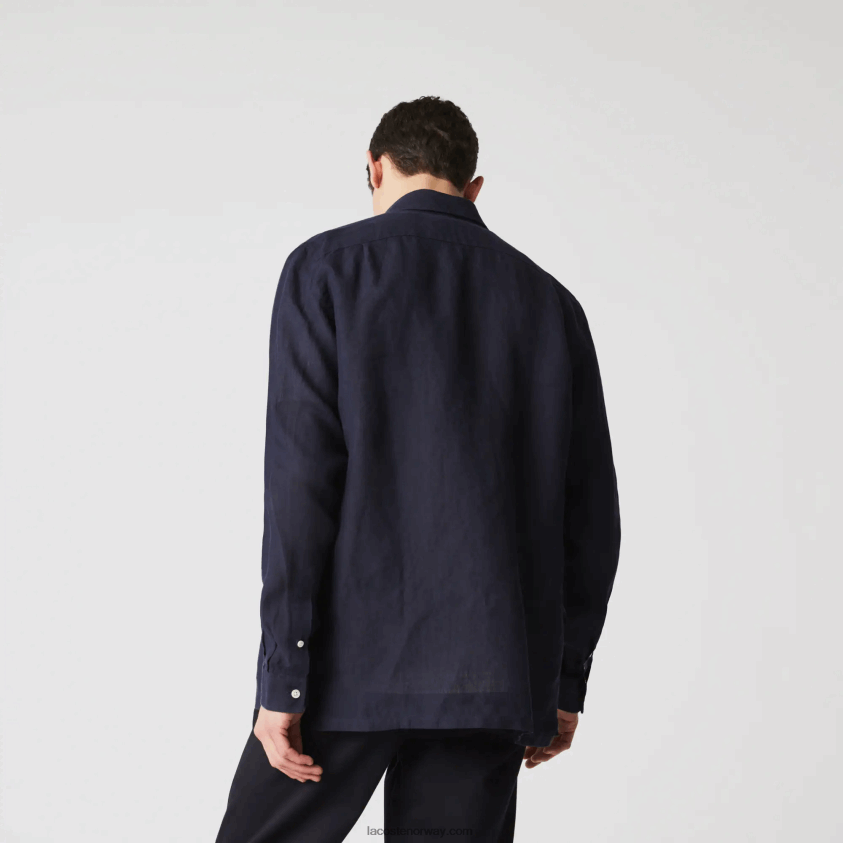 Lacoste linskjorte med normal passform 4J4X0T1650 marineblå 166 menn