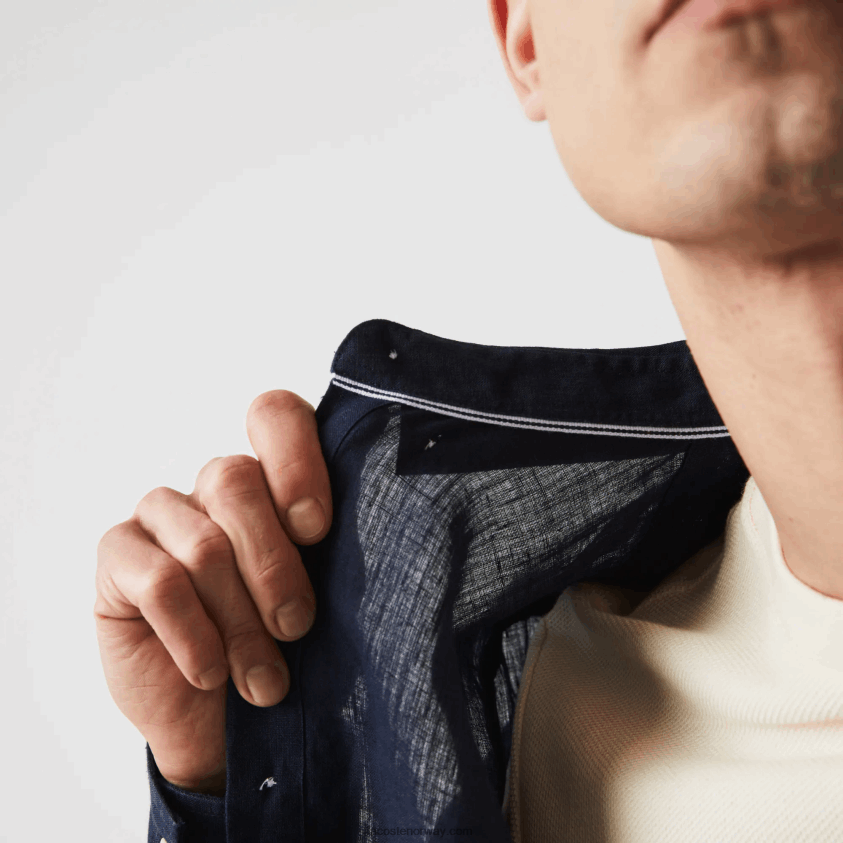Lacoste linskjorte med normal passform 4J4X0T1650 marineblå 166 menn