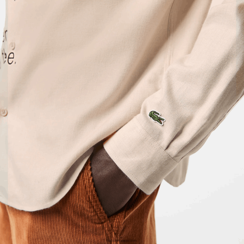 Lacoste merket flanellskjorte med normal passform 4J4X0T1654 beige svart ub7 menn