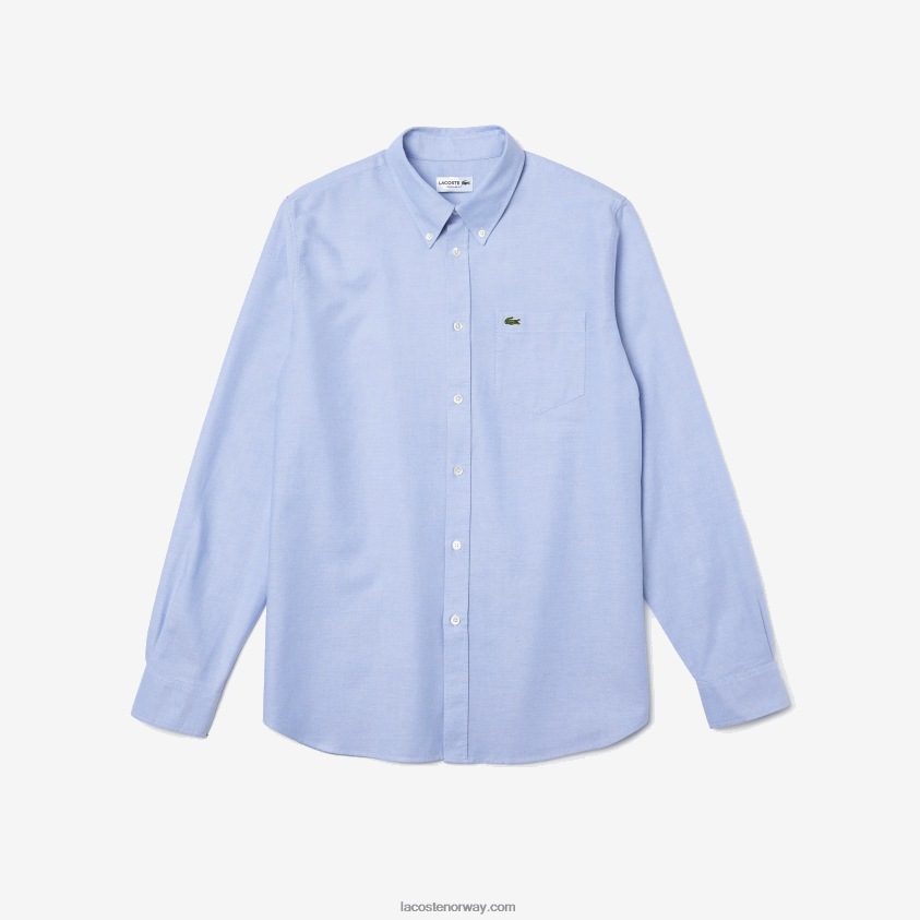 Lacoste oxford bomullsskjorte med normal passform 4J4X0T1466 blå hbp menn