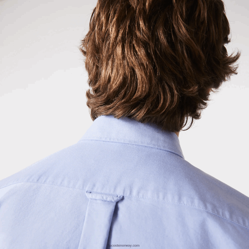 Lacoste oxford bomullsskjorte med normal passform 4J4X0T1466 blå hbp menn