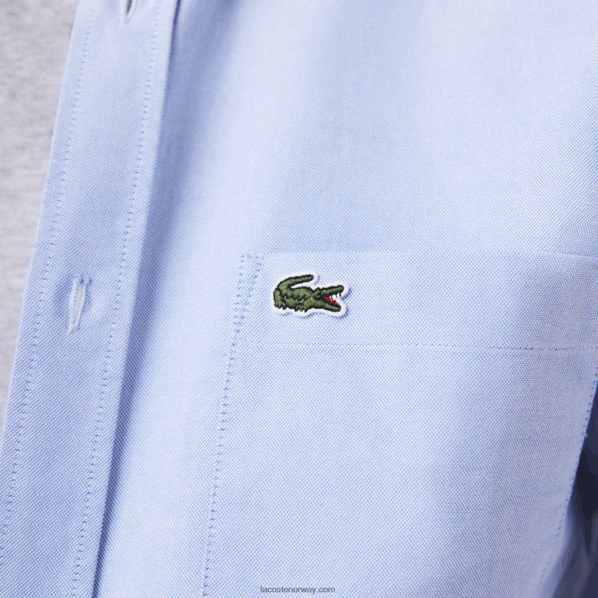 Lacoste oxford bomullsskjorte med normal passform 4J4X0T1466 blå hbp menn