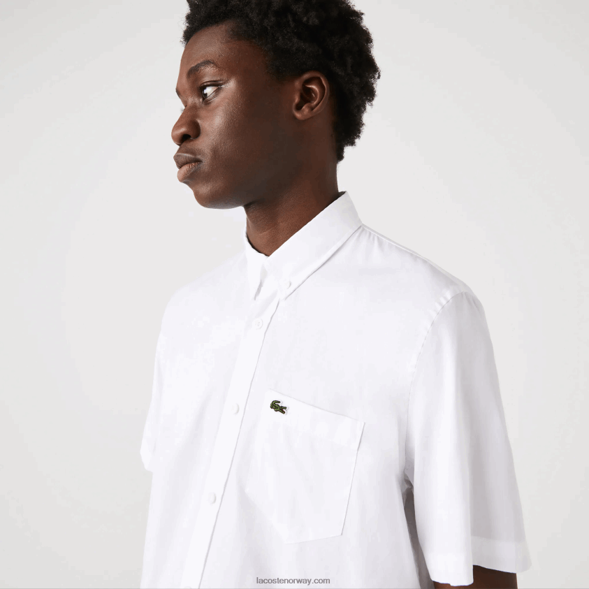 Lacoste oxford bomullsskjorte med normal passform 4J4X0T1526 hvit 001 menn
