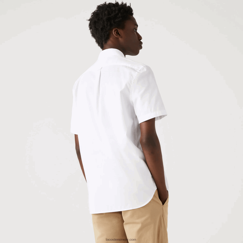 Lacoste oxford bomullsskjorte med normal passform 4J4X0T1526 hvit 001 menn