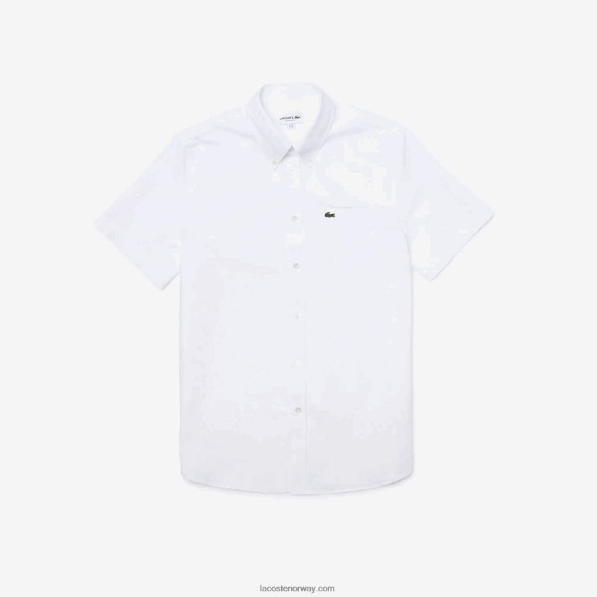 Lacoste oxford bomullsskjorte med normal passform 4J4X0T1526 hvit 001 menn