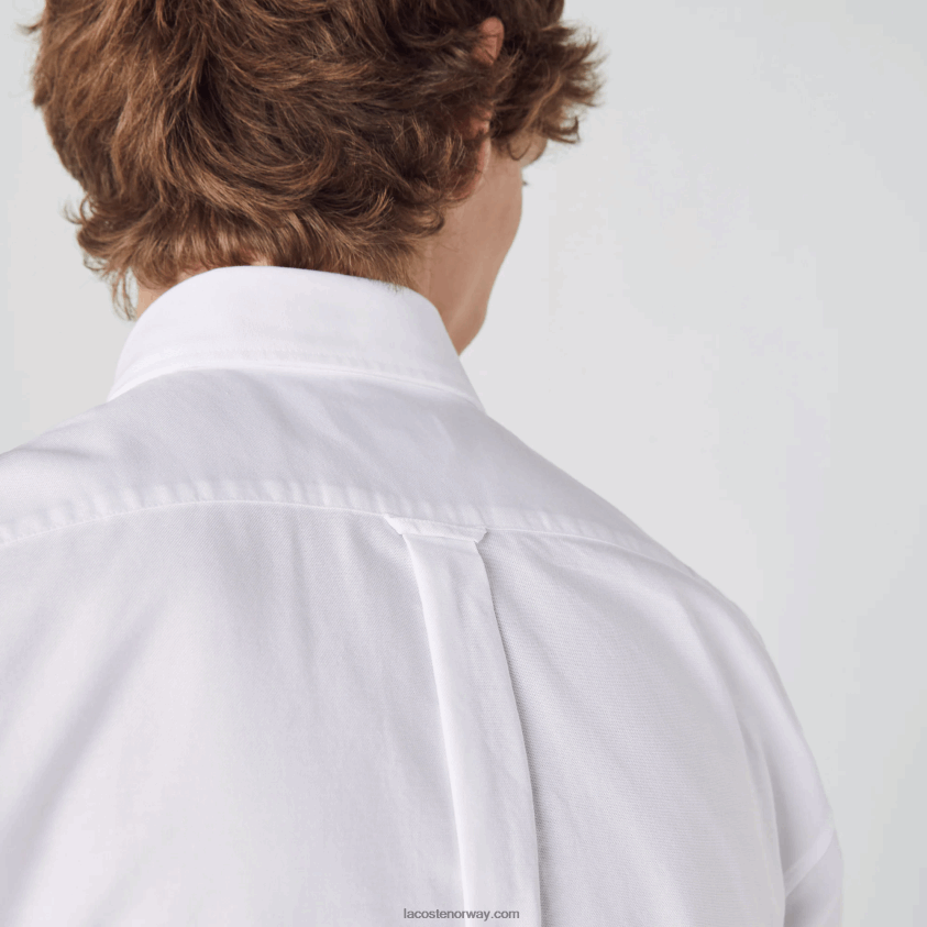 Lacoste oxford bomullsskjorte med normal passform 4J4X0T1526 hvit 001 menn