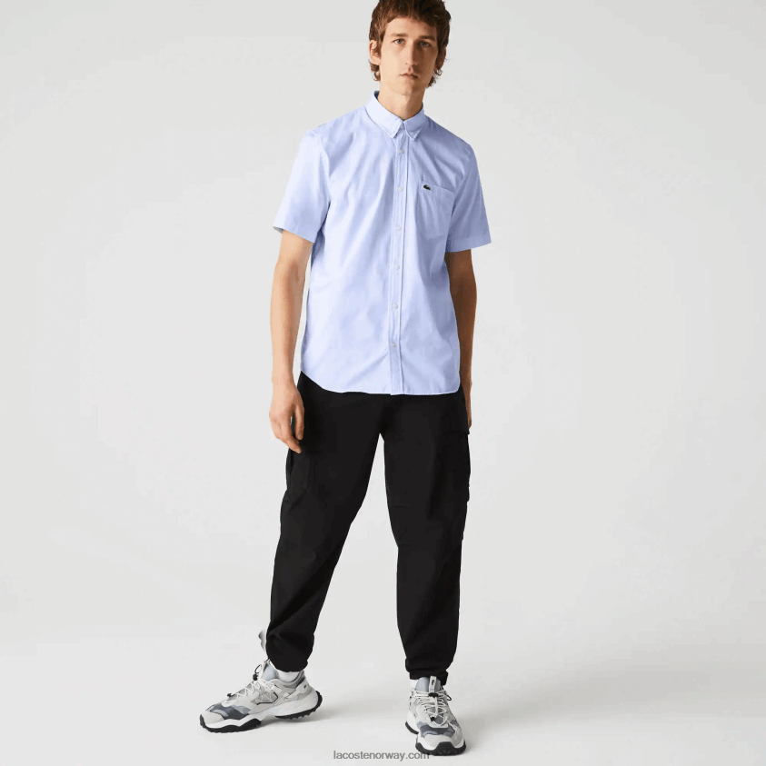 Lacoste oxford bomullsskjorte med normal passform 4J4X0T1527 blå hbp menn