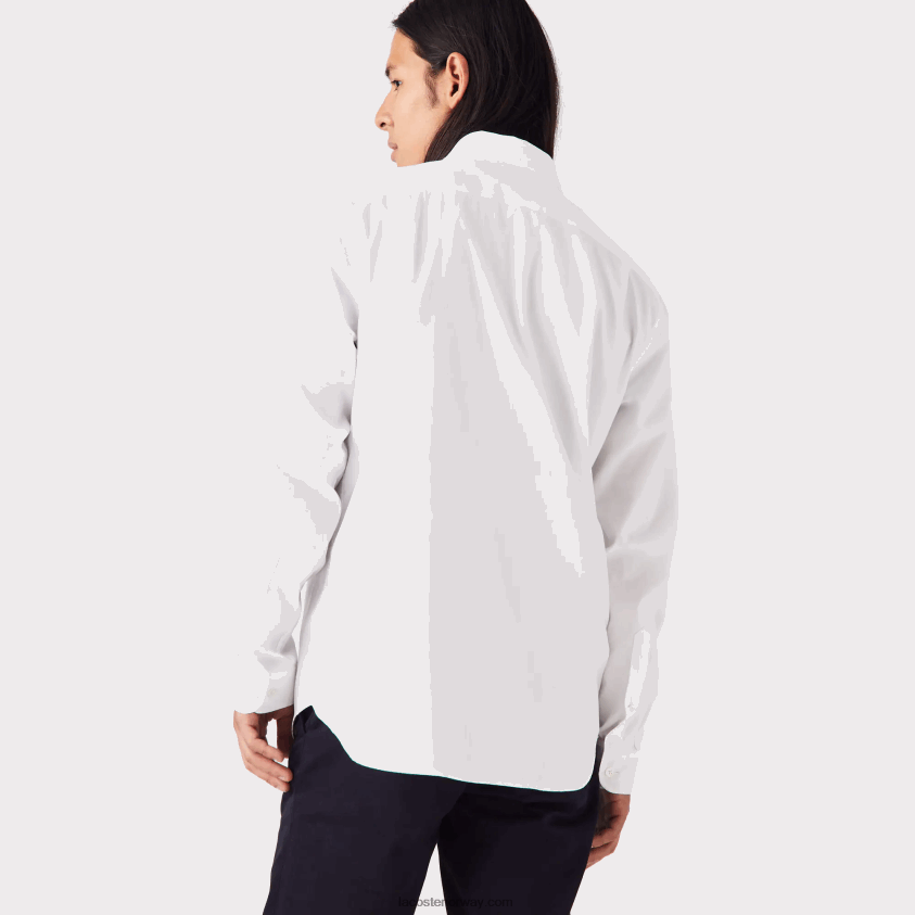 Lacoste premium bomullsskjorte med normal passform 4J4X0T1494 hvit 001 menn