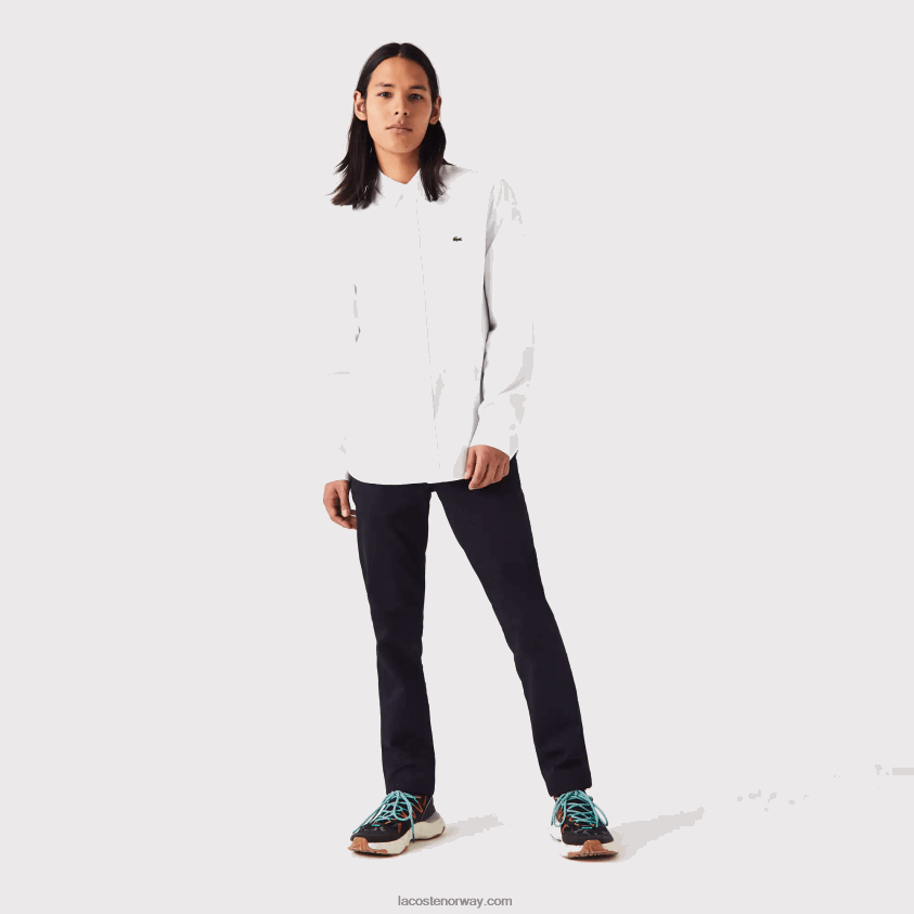Lacoste premium bomullsskjorte med normal passform 4J4X0T1494 hvit 001 menn